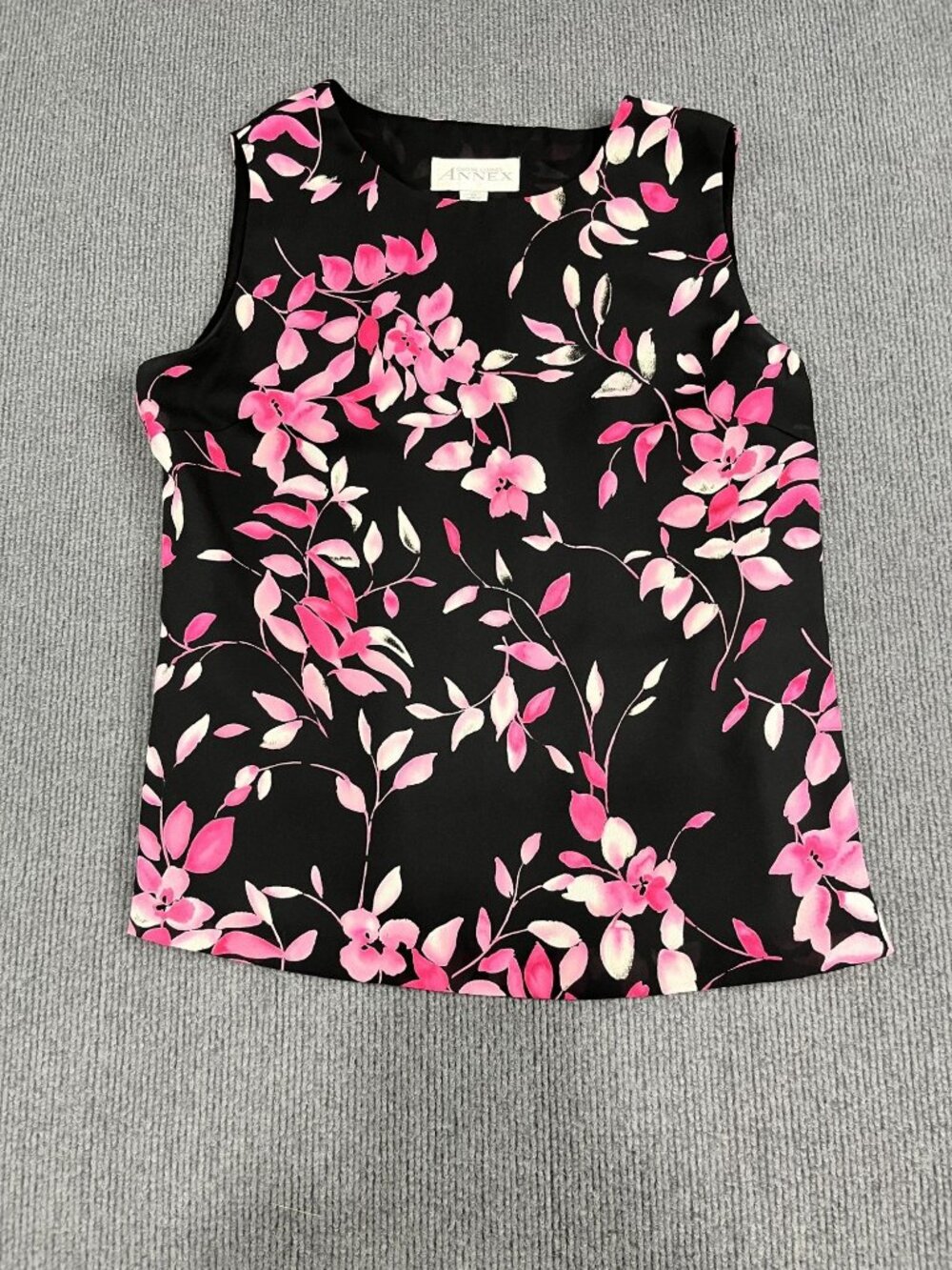 Casual Corner Annex Womens Black Floral Sleeveless Blouse Size 10